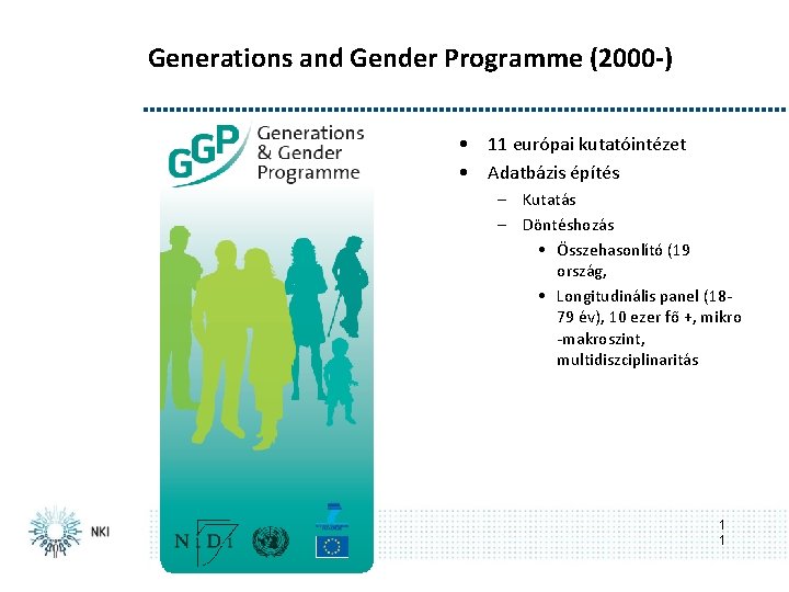 Generations and Gender Programme (2000 -) • 11 európai kutatóintézet • Adatbázis építés –