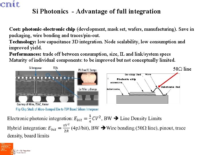 Si Photonics - Advantage of full integration Cost: photonic-electronic chip (development, mask set, wafers,
