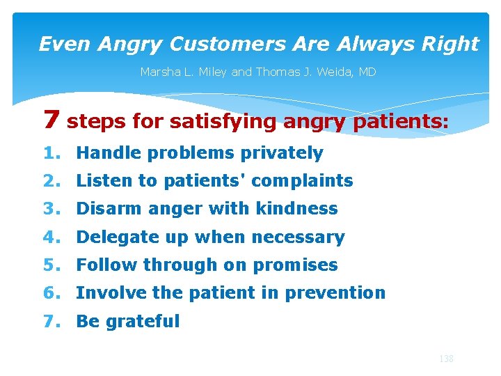 Even Angry Customers Are Always Right Marsha L. Miley and Thomas J. Weida, MD