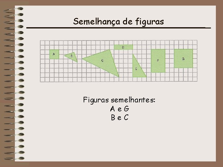 Semelhança de figuras Figuras semelhantes: Ae. G Be. C 