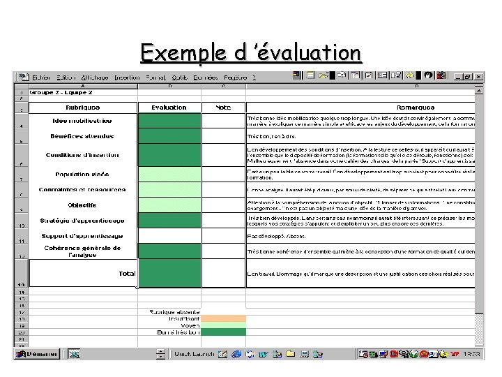 Exemple d ’évaluation 