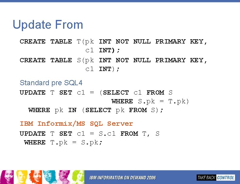 Update From CREATE TABLE T(pk c 1 CREATE TABLE S(pk c 1 INT NOT Update From CREATE TABLE T(pk c 1 CREATE TABLE S(pk c 1 INT NOT