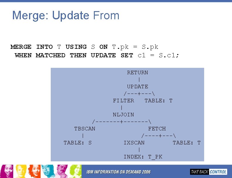 Merge: Update From MERGE INTO T USING S ON T. pk = S. pk Merge: Update From MERGE INTO T USING S ON T. pk = S. pk