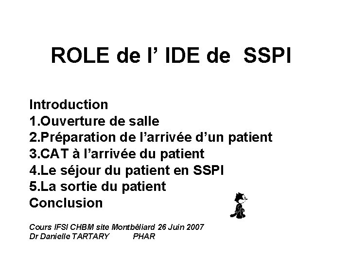  ROLE de l’ IDE de SSPI Introduction 1. Ouverture de salle 2. Préparation
