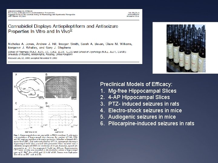 Preclinical Models of Efficacy: 1. Mg-free Hippocampal Slices 2. 4 -AP Hippocampal Slices 3.