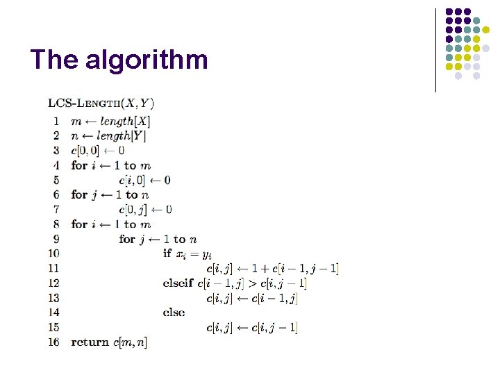 The algorithm 