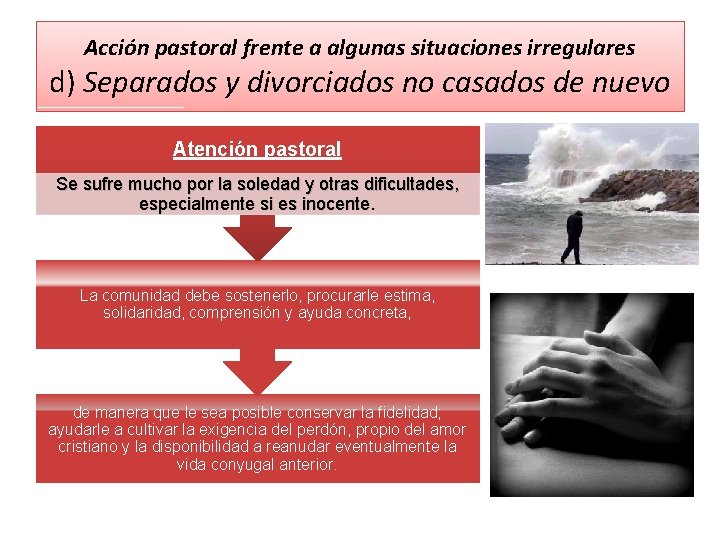 Acción pastoral frente a algunas situaciones irregulares d) Separados y divorciados no casados de