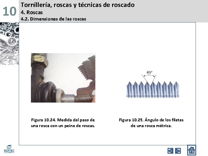 10 Tornillería, roscas y técnicas de roscado 4. Roscas 4. 2. Dimensiones de las