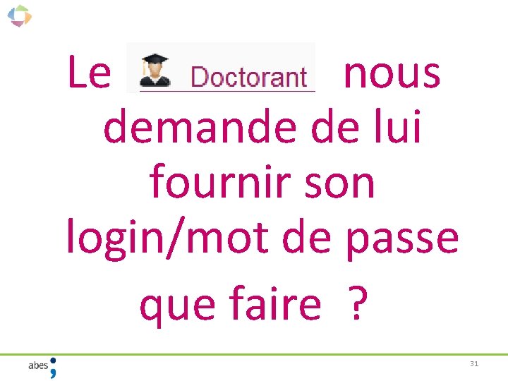 Le nous demande de lui fournir son login/mot de passe que faire ? 31