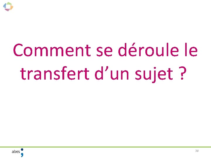 Comment se déroule le transfert d’un sujet ? 38 