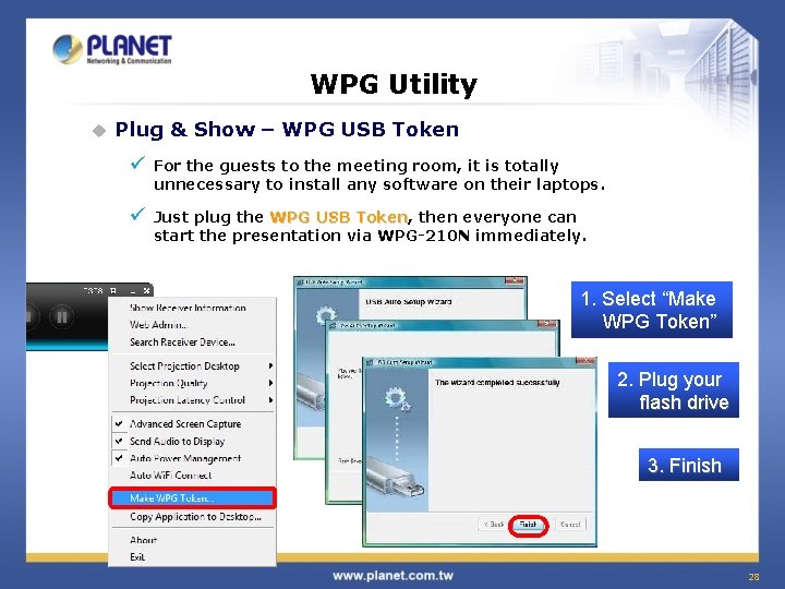 WPG Utility u Plug & Show – WPG USB Token ü For the guests