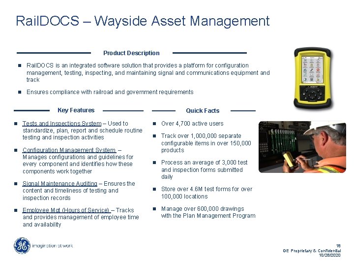 Rail. DOCS – Wayside Asset Management Product Description n Rail. DOCS is an integrated