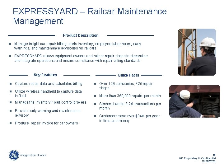 EXPRESSYARD – Railcar Maintenance Management Product Description n Manage freight car repair billing, parts