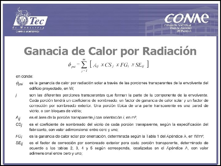 Ganacia de Calor por Radiación 