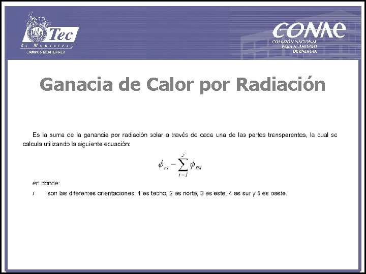 Ganacia de Calor por Radiación 