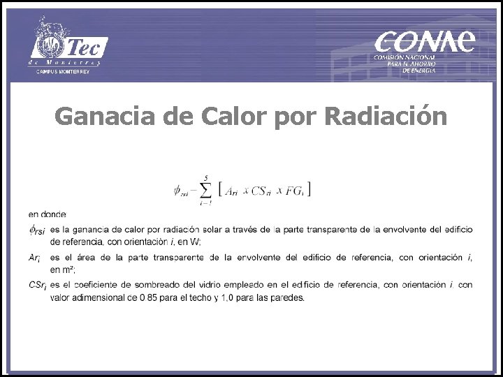 Ganacia de Calor por Radiación 