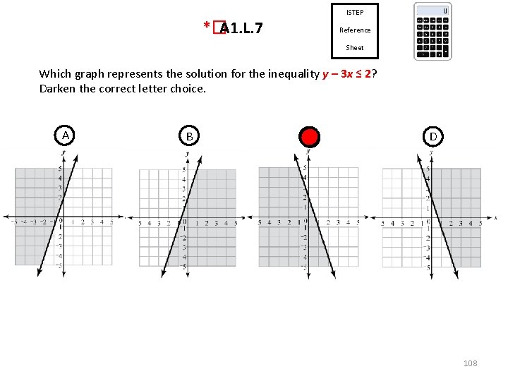 ISTEP *� A 1. L. 7 Reference Sheet Which graph represents the solution for