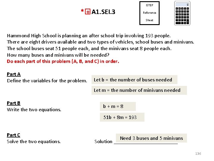 ISTEP *� + A 1. SEI. 3 + Reference Sheet Hammond High School is