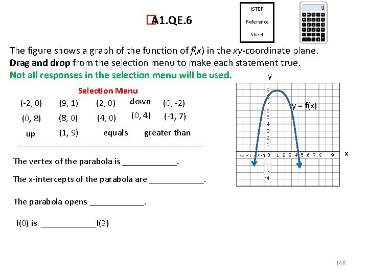 ISTEP � A 1. QE. 6 Reference Sheet The figure shows a graph of