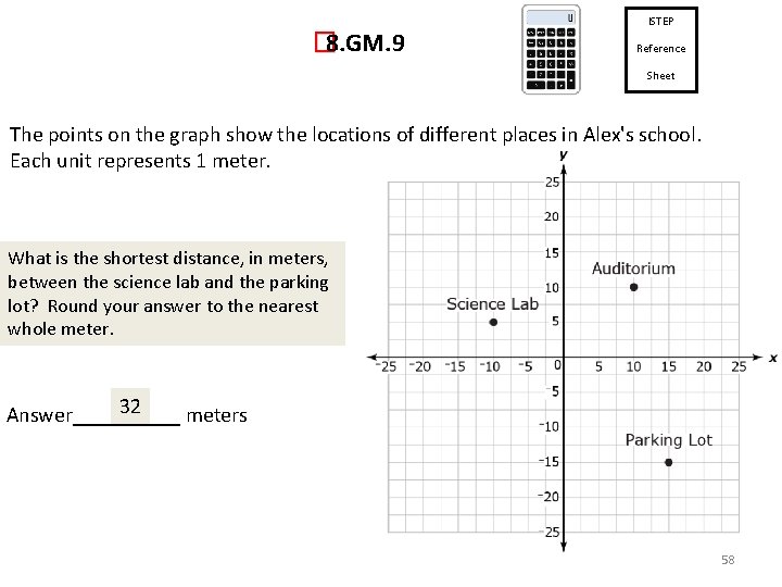 � 8. GM. 9 ISTEP Reference Sheet The points on the graph show the