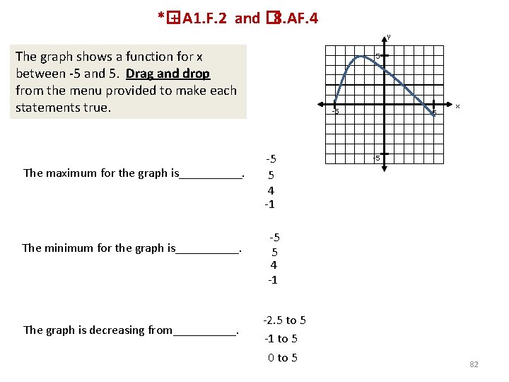 *� + A 1. F. 2 and � 8. AF. 4 y The graph