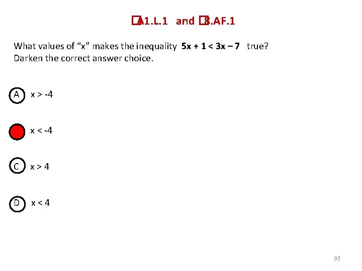 � A 1. L. 1 and � 8. AF. 1 What values of “x”