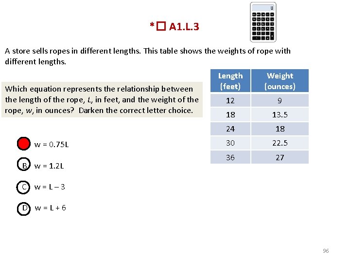 *� A 1. L. 3 A store sells ropes in different lengths. This table