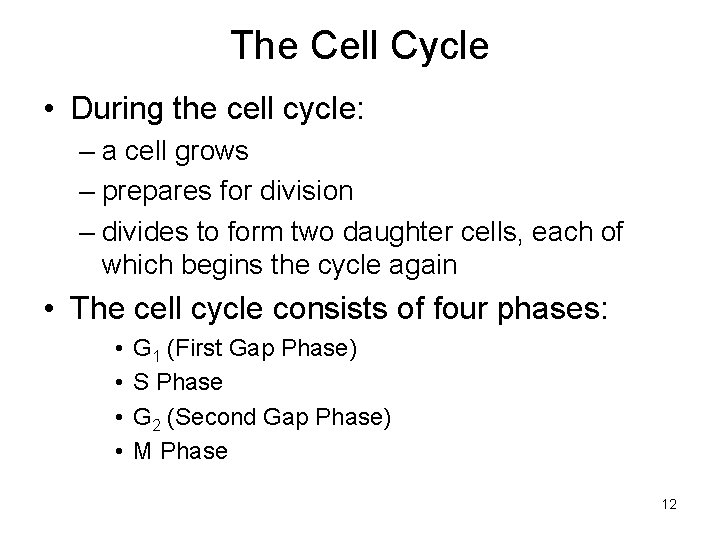 The Cell Cycle • During the cell cycle: – a cell grows – prepares The Cell Cycle • During the cell cycle: – a cell grows – prepares