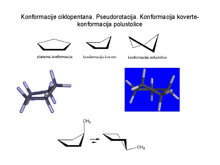 Konformacije ciklopentana. Pseudorotacija. Konformacija kovertekonformacija polustolice 