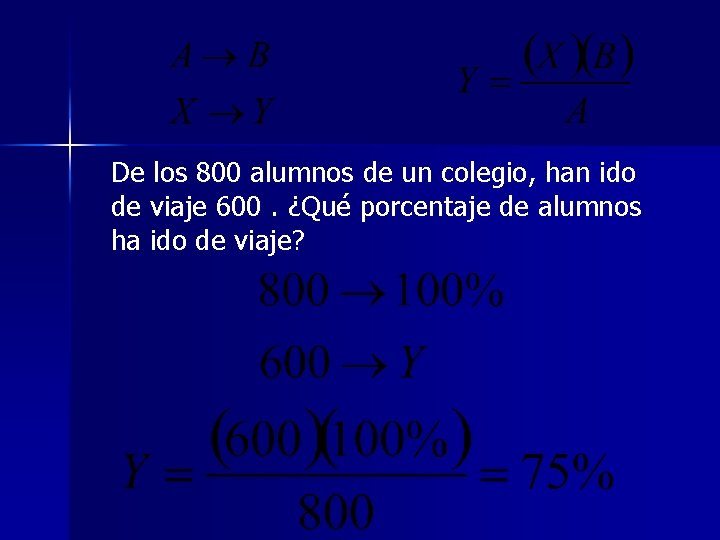 De los 800 alumnos de un colegio, han ido de viaje 600. ¿Qué porcentaje