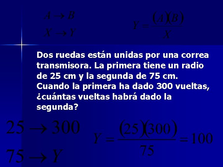 Dos ruedas están unidas por una correa transmisora. La primera tiene un radio de