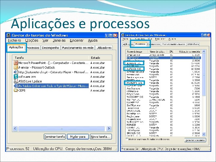 Aplicações e processos 