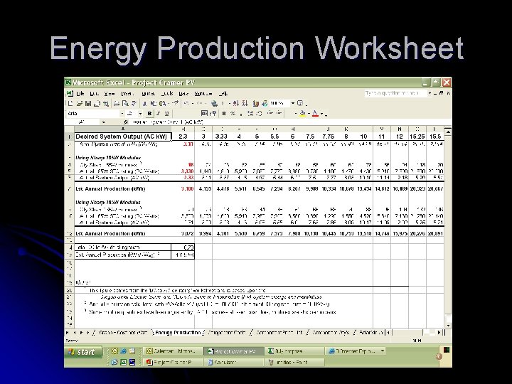 Energy Production Worksheet 