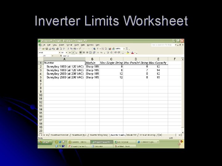 Inverter Limits Worksheet 