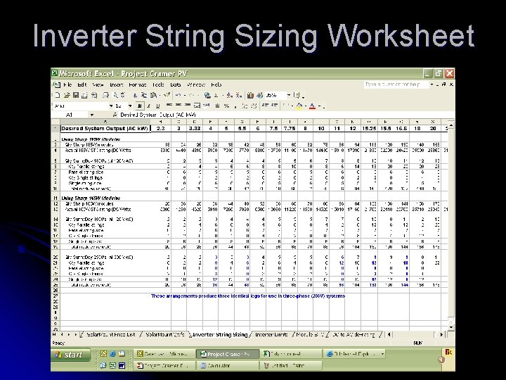 Inverter String Sizing Worksheet 