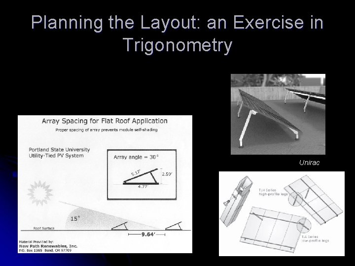 Planning the Layout: an Exercise in Trigonometry Unirac 