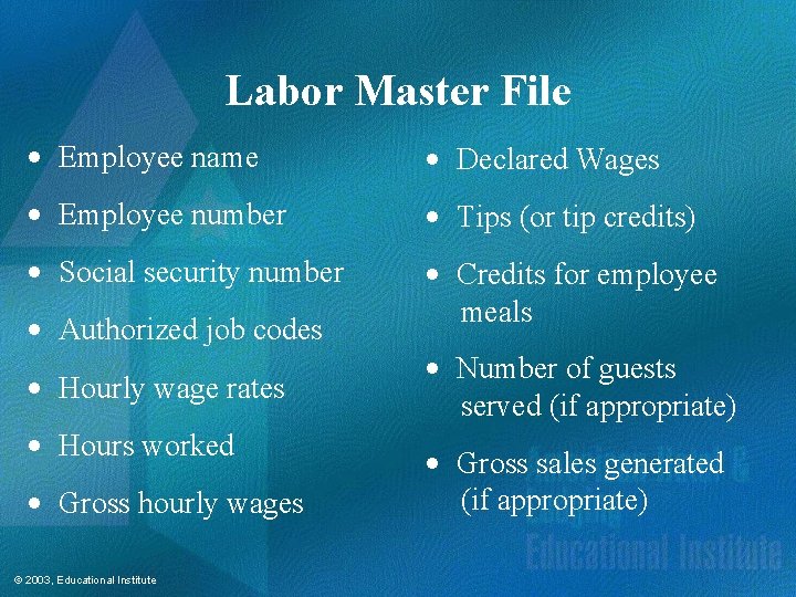 Labor Master File · Employee name · Declared Wages · Employee number · Tips