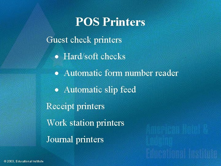 POS Printers Guest check printers · Hard/soft checks · Automatic form number reader ·