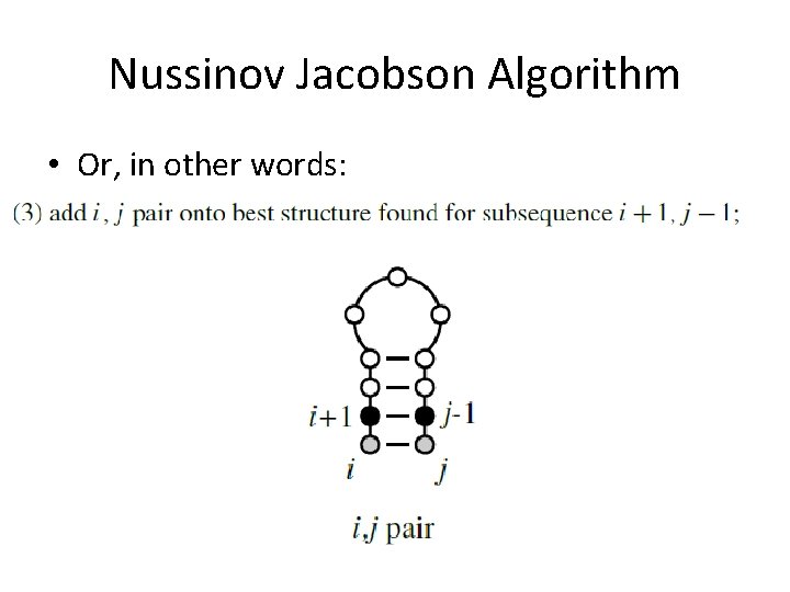 Nussinov Jacobson Algorithm • Or, in other words: 