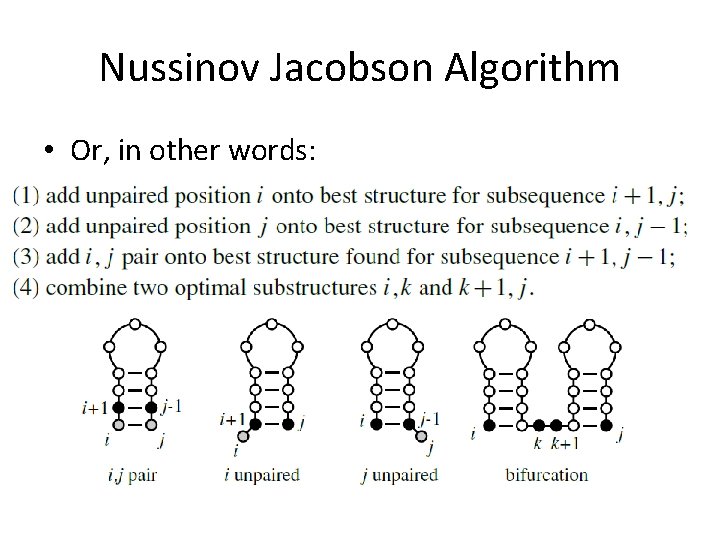 Nussinov Jacobson Algorithm • Or, in other words: 