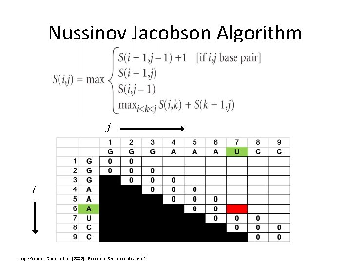 Nussinov Jacobson Algorithm j i Image Source: Durbin et al. (2002) “Biological Sequence Analysis”