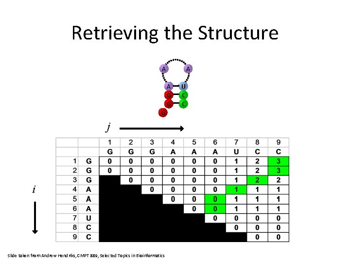 Retrieving the Structure A A A G G G j i Slide taken from