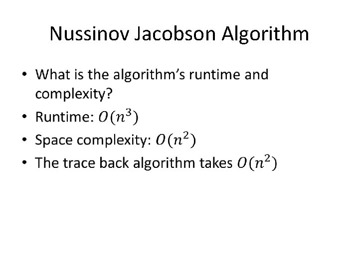 Nussinov Jacobson Algorithm • 