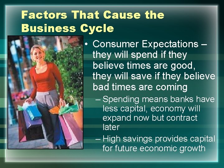 Factors That Cause the Business Cycle • Consumer Expectations – they will spend if