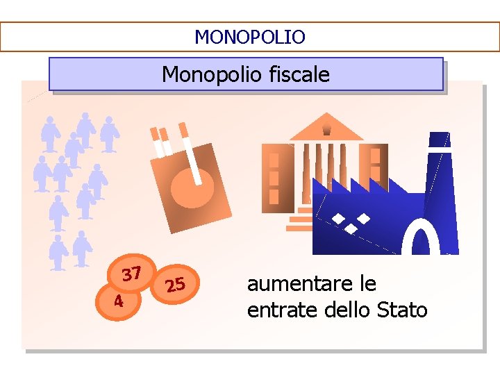 MONOPOLIO Monopolio fiscale 37 4 25 aumentare le entrate dello Stato 