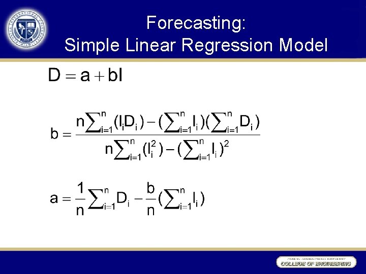 Forecasting: Simple Linear Regression Model 