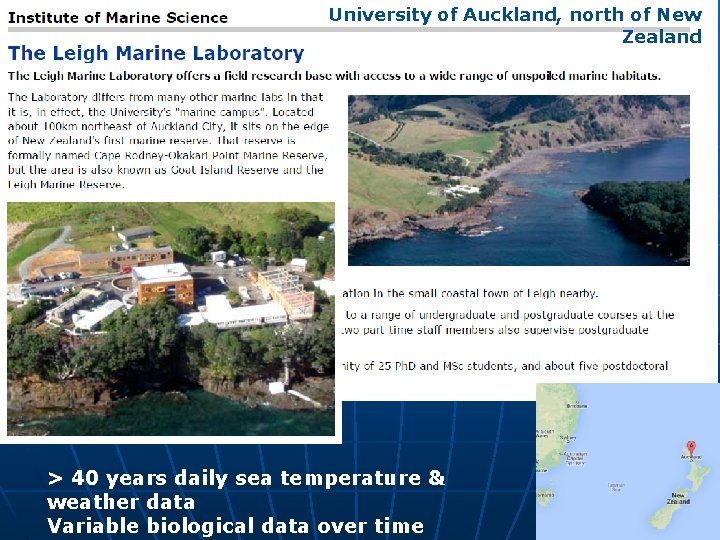 University of Auckland, north of New Zealand > 40 years daily sea temperature &