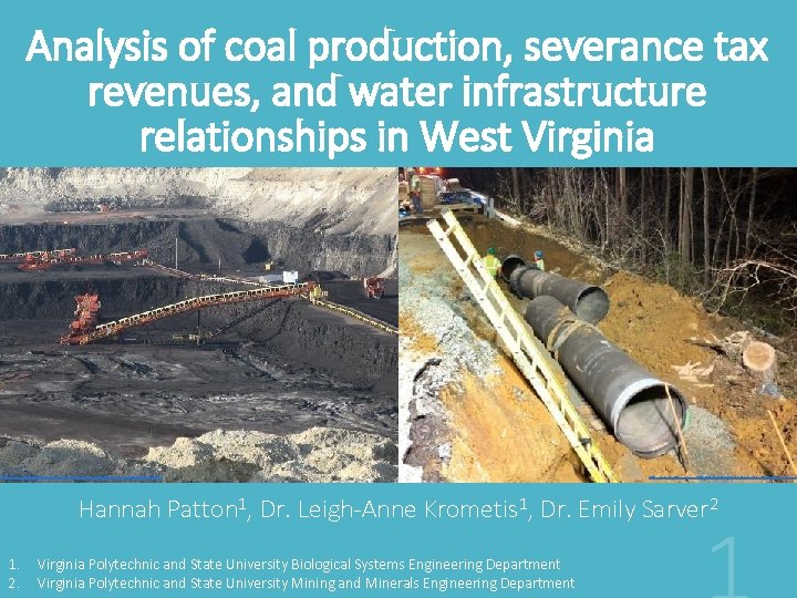 Analysis of coal production, severance tax revenues, and water infrastructure relationships in West Virginia