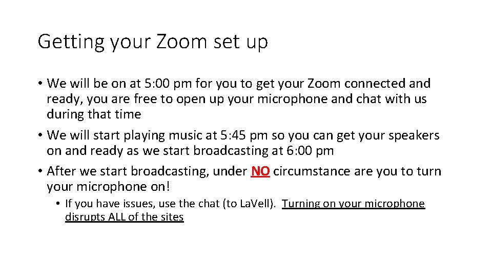 Getting your Zoom set up • We will be on at 5: 00 pm