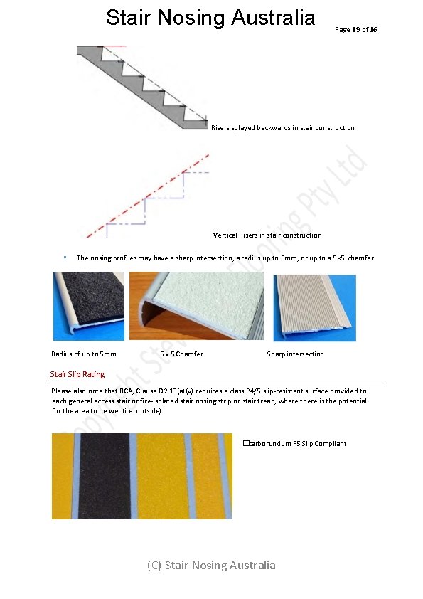 Stair Nosing Australia Page 19 of 16 Risers splayed backwards in stair construction Vertical